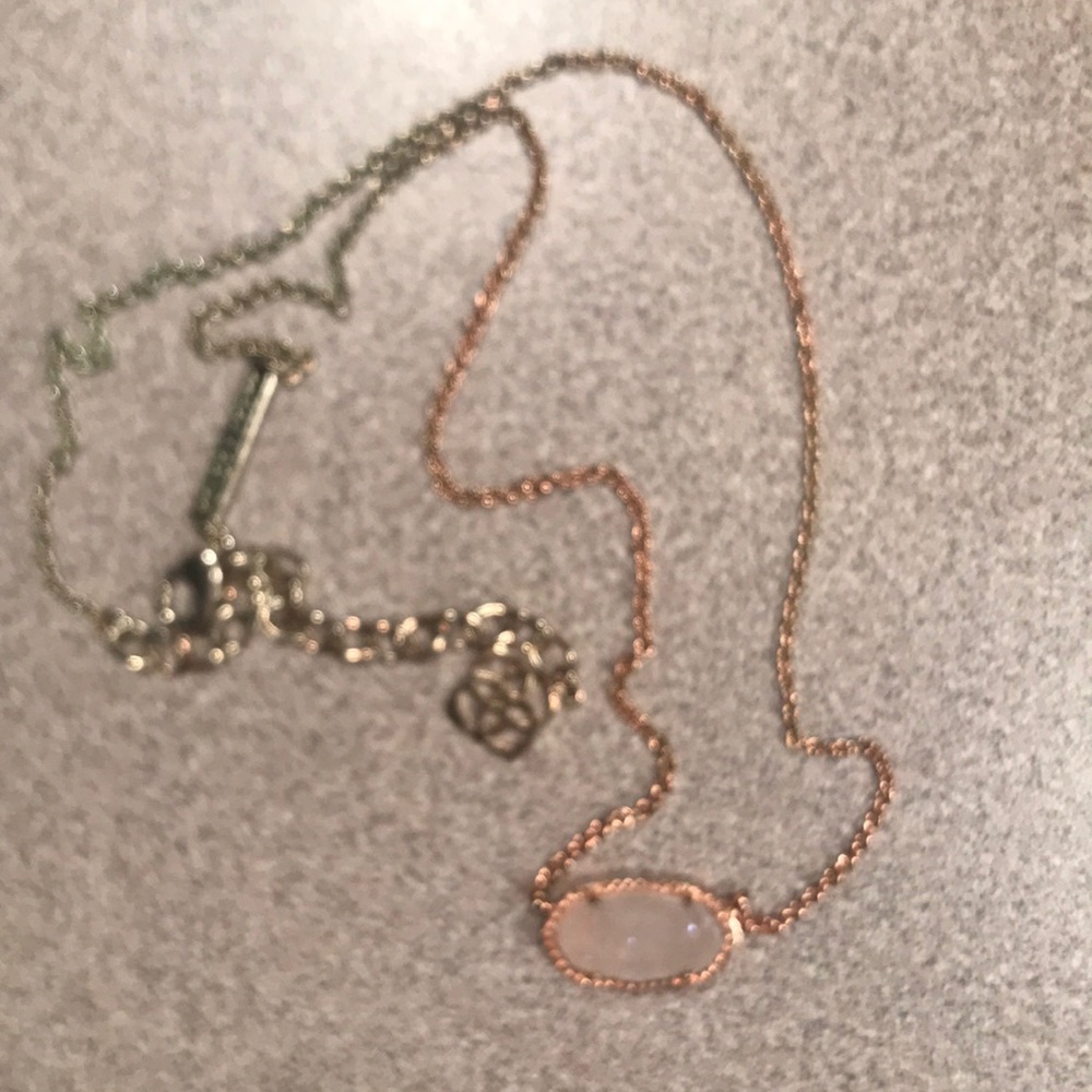 Kendra Scott rose gold tone necklace with pink stone
